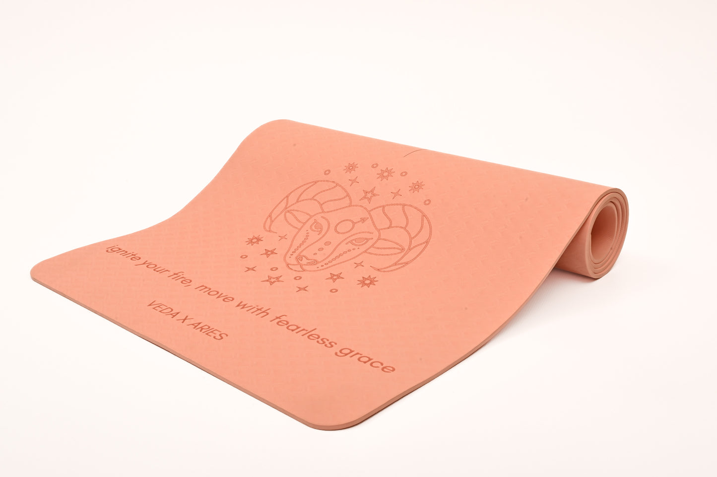 VEDA ร ARIES Yoga Mat ๐ | Fire Ritual for Power & Action | Eco Non-Slip + Free Strap