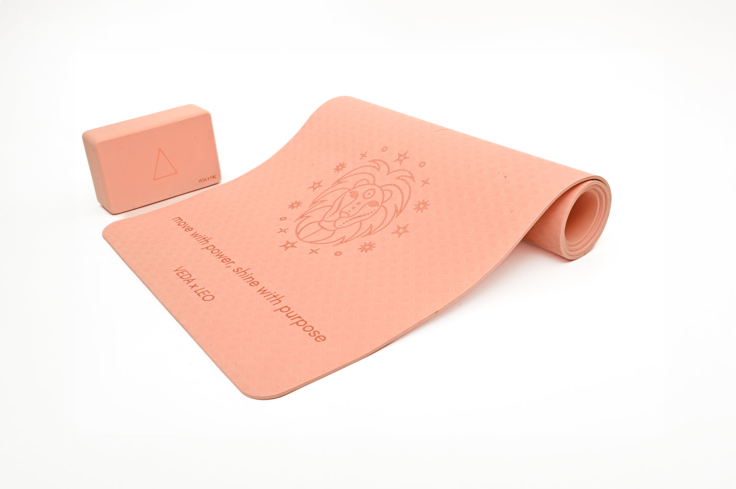 VEDA × LEO Yoga Mat 🜂 | Fire Ritual for Radiance & Confidence | Eco Non-Slip + Free Strap