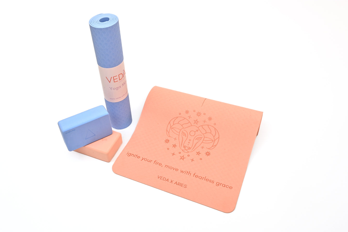 VEDA ร ARIES Yoga Mat ๐ | Fire Ritual for Power & Action | Eco Non-Slip + Free Strap
