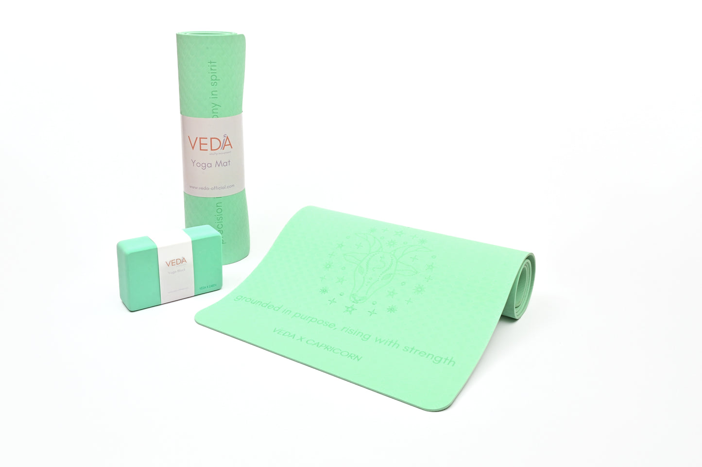 VEDA × CAPRICORN Yoga Mat 🜃 | Earth Ritual for Discipline & Strength | Eco Non-Slip + Free Strap
