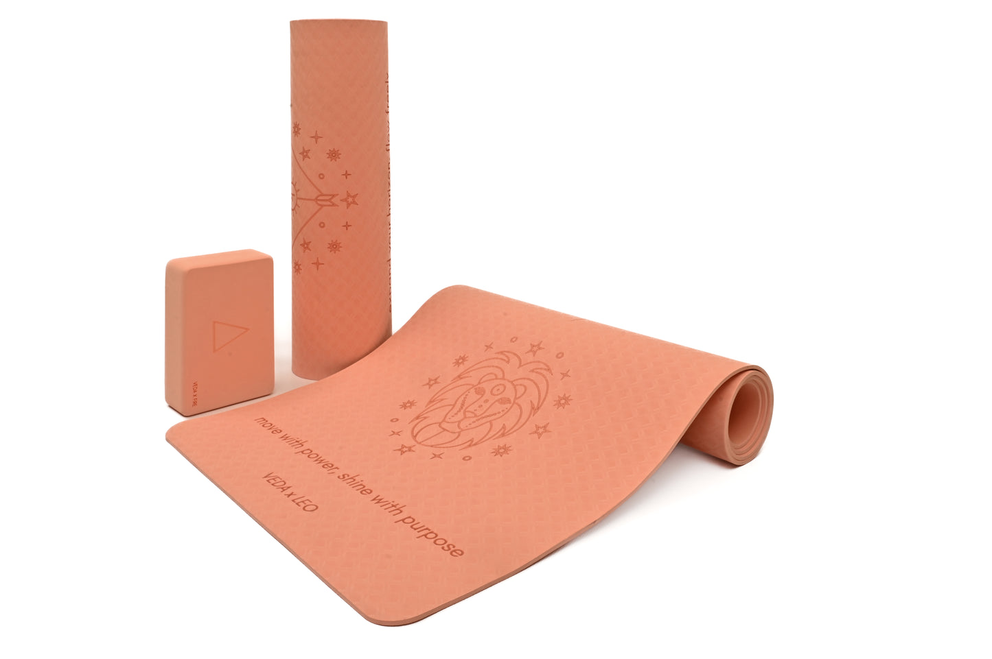 VEDA × LEO Yoga Mat 🜂 | Fire Ritual for Radiance & Confidence | Eco Non-Slip + Free Strap