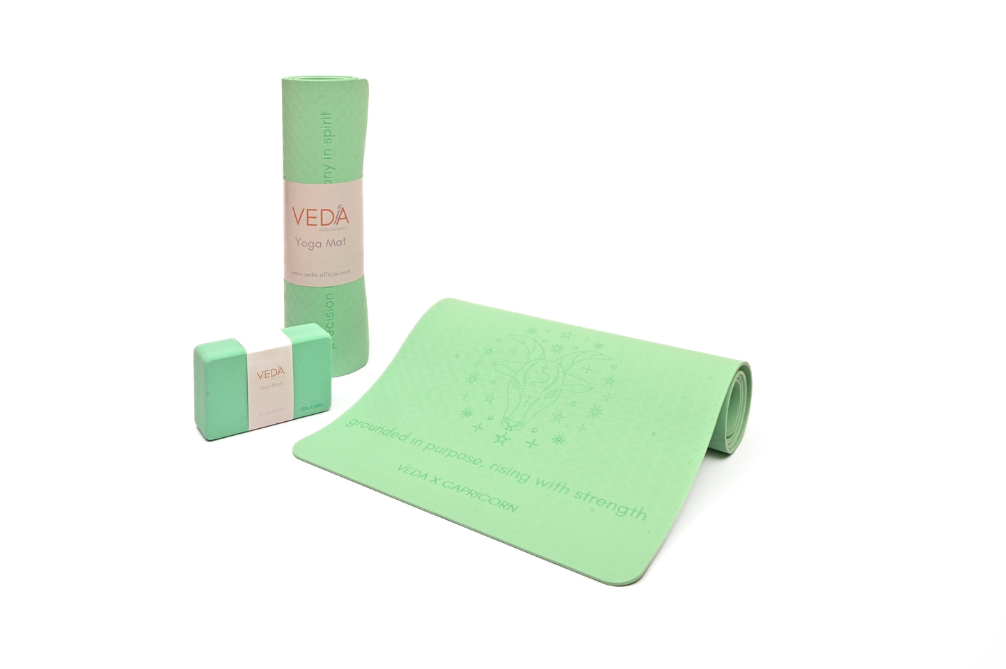 VEDA × CAPRICORN Yoga Mat 🜃 | Earth Ritual for Discipline & Strength | Eco Non-Slip + Free Strap