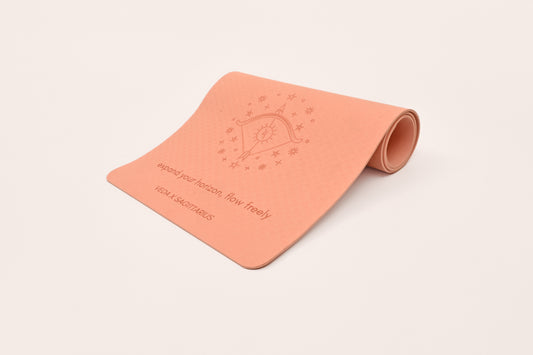 VEDA × SAGITTARIUS Yoga Mat 🜂 | Fire Ritual for Expansion & Energy | Eco Non-Slip + Free Strap