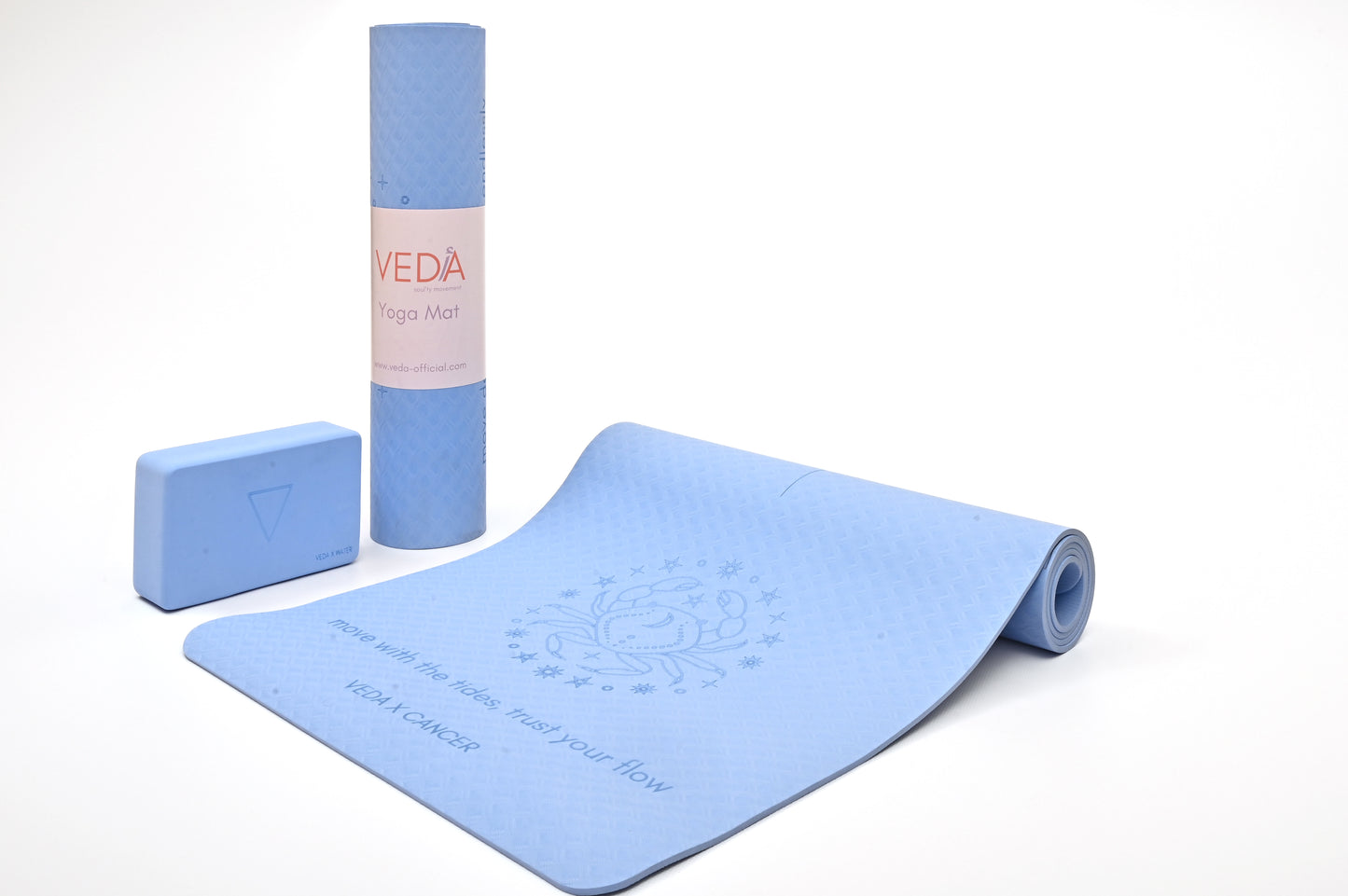 VEDA × CANCER Yoga Mat 🜄 | Water Ritual for Emotional Flow & Safety | Eco Non-Slip + Free Strap