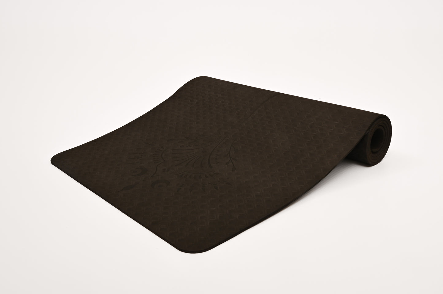 🌙 Black VEDA TIMELESS Yoga Mat | Laser-Engraved Alignment Guide | Celestial & Sacred Symbols 🌙