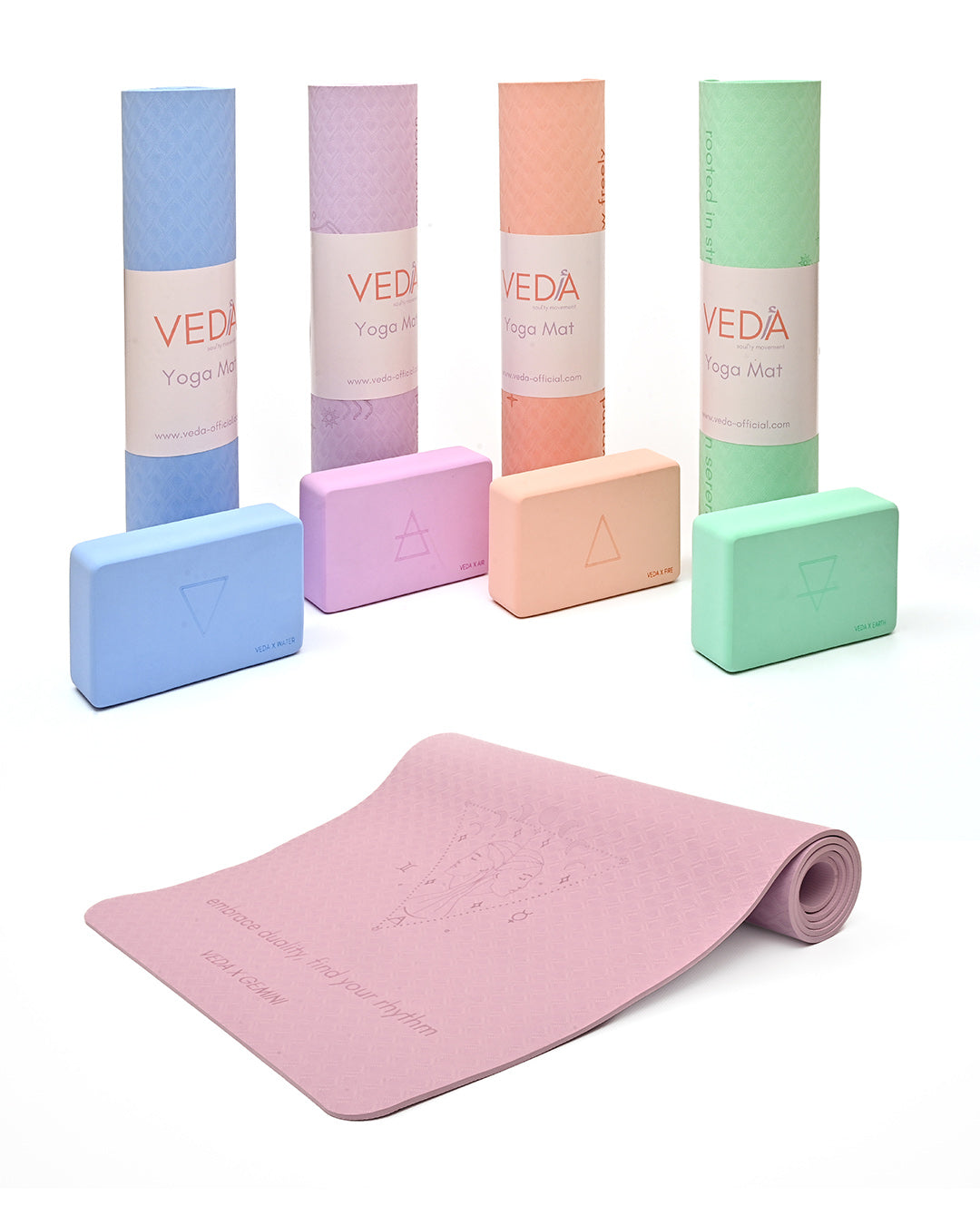 VEDA × GEMINI Yoga Mat 🜁 | Air Ritual for Movement & Expression | Eco Non-Slip + Free Strap