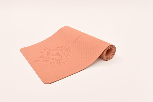 🌙 Pink VEDA TIMELESS Yoga Mat | Laser-Engraved Alignment Guide | Celestial & Sacred Symbols 🌙