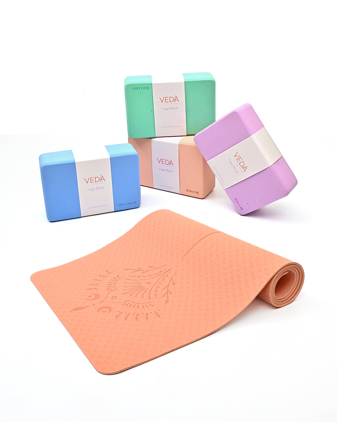 🌙 Pink VEDA TIMELESS Yoga Mat | Laser-Engraved Alignment Guide | Celestial & Sacred Symbols 🌙