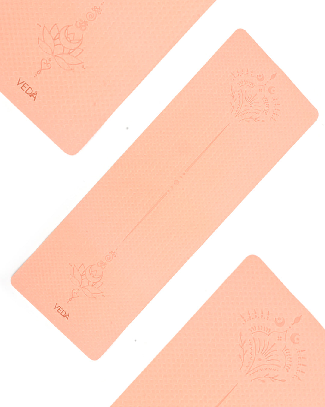 🌙 Pink VEDA TIMELESS Yoga Mat | Laser-Engraved Alignment Guide | Celestial & Sacred Symbols 🌙