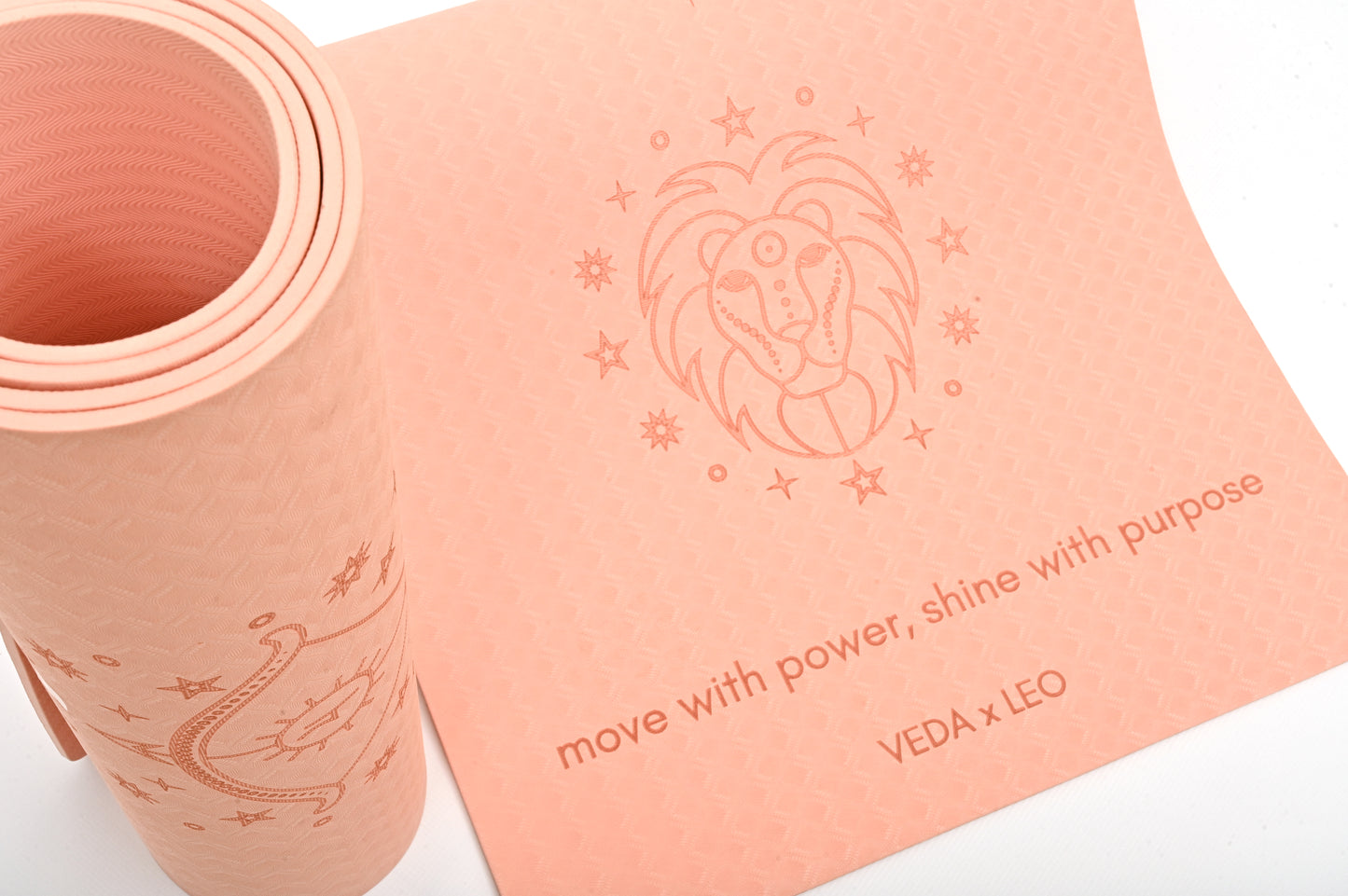 VEDA × LEO Yoga Mat 🜂 | Fire Ritual for Radiance & Confidence | Eco Non-Slip + Free Strap