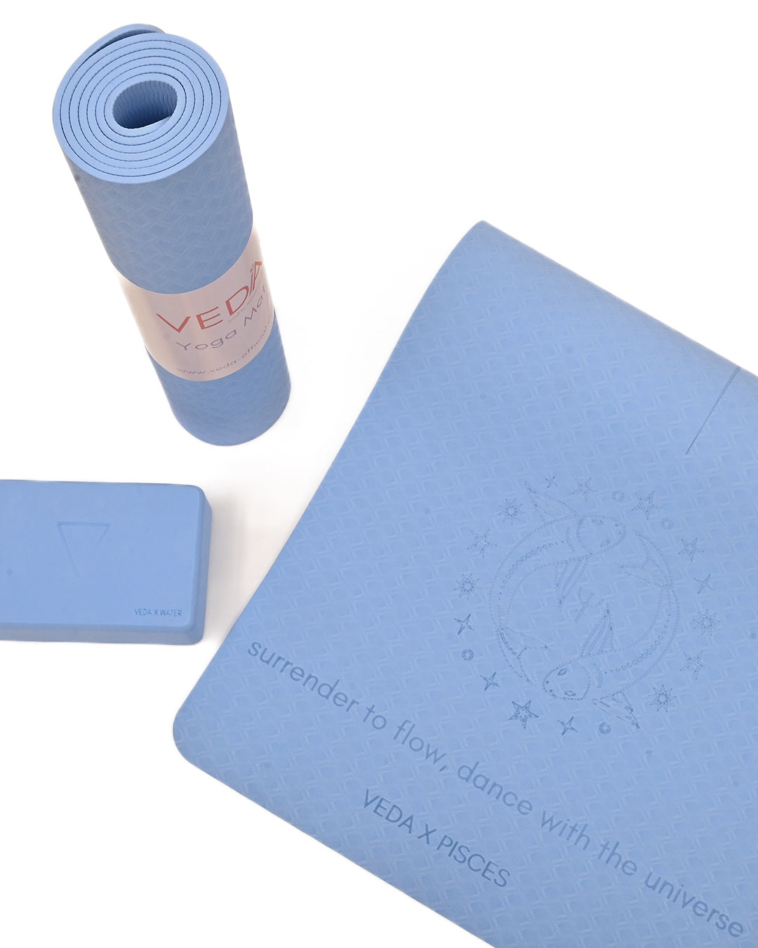 VEDA × PISCES Yoga Mat 🜄 | Water Ritual for Intuition & Flow | Eco Non-Slip + Free Strap