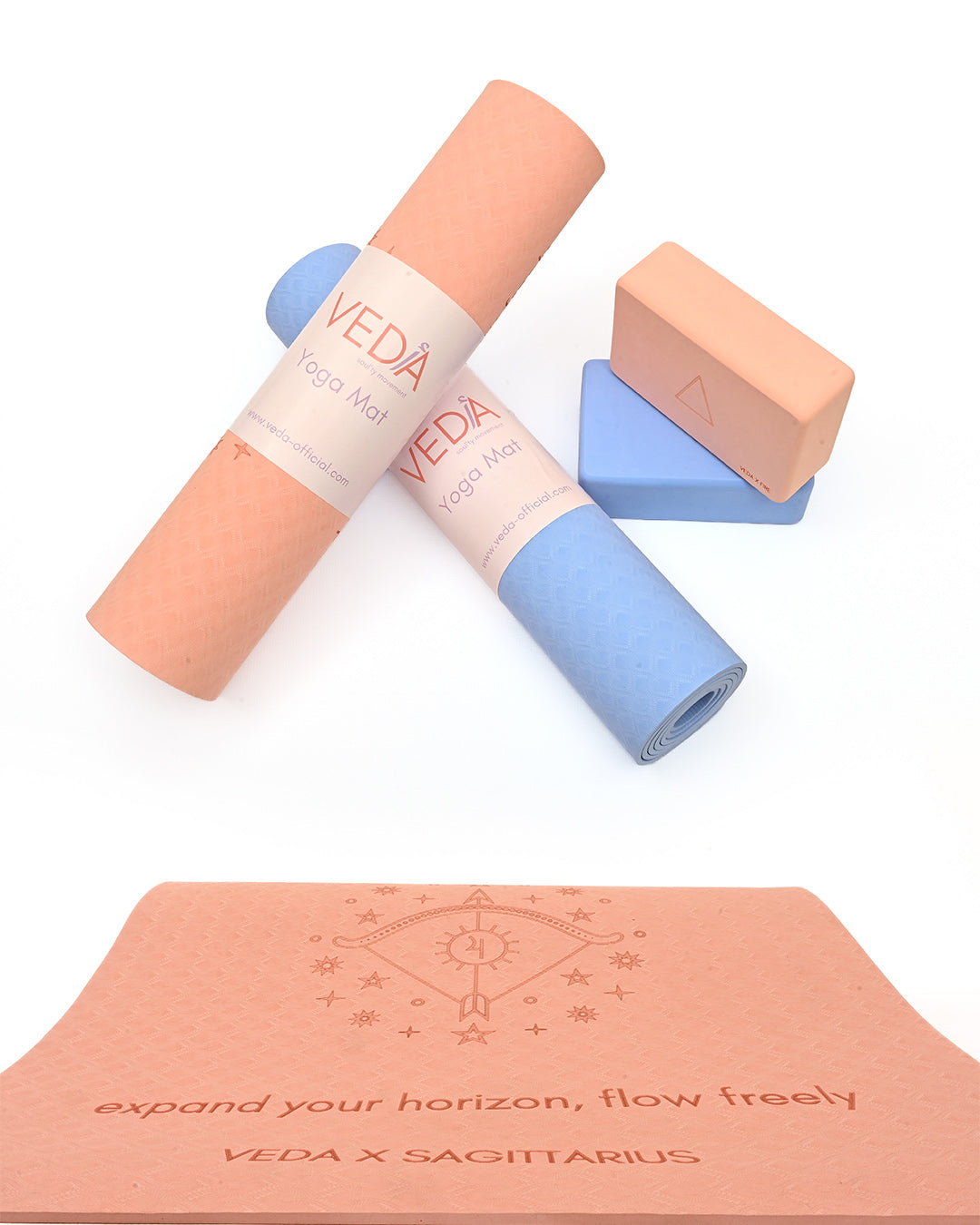 VEDA × SAGITTARIUS Yoga Mat 🜂 | Fire Ritual for Expansion & Energy | Eco Non-Slip + Free Strap