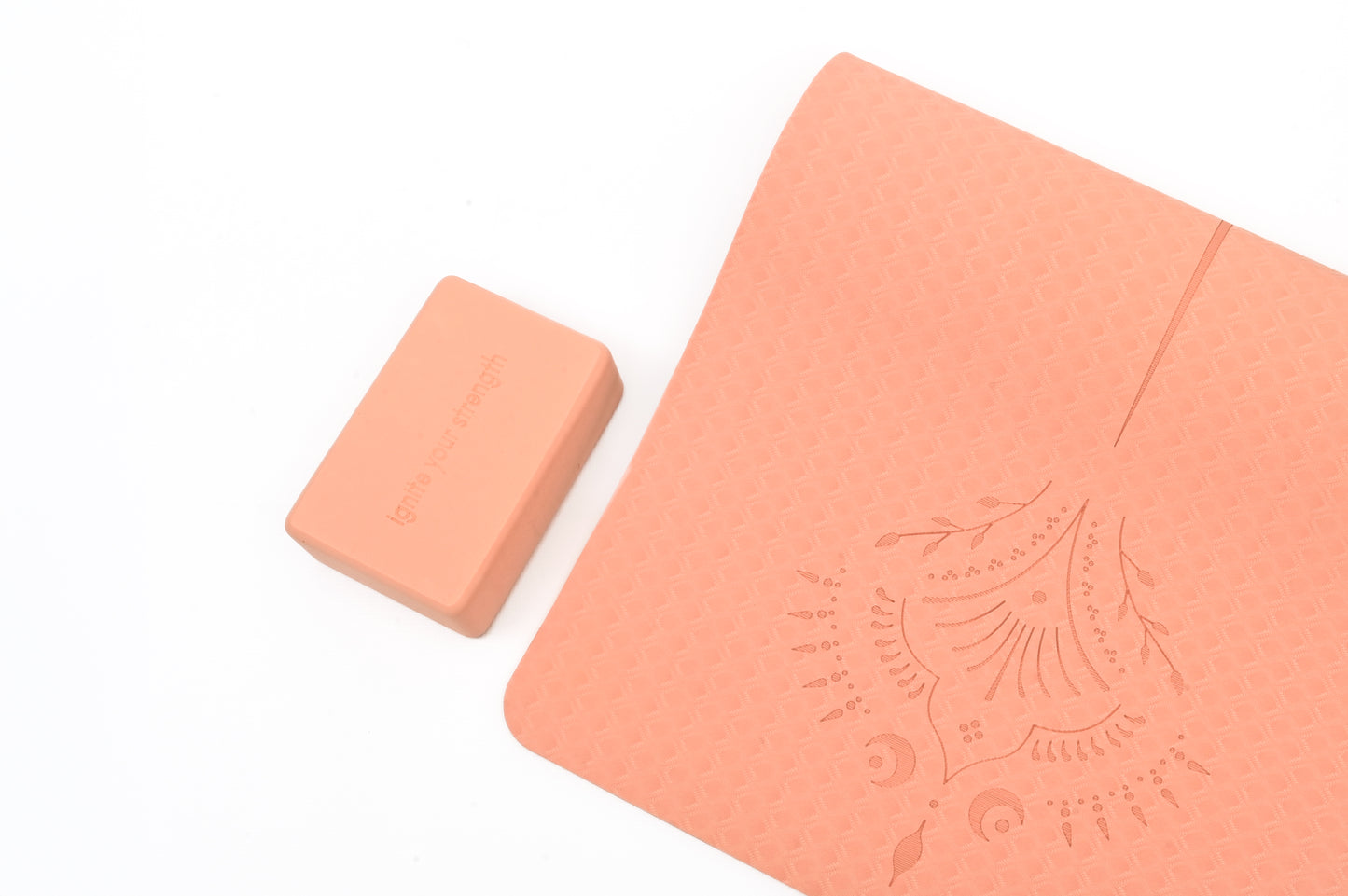 🌙 Pink VEDA TIMELESS Yoga Mat | Laser-Engraved Alignment Guide | Celestial & Sacred Symbols 🌙